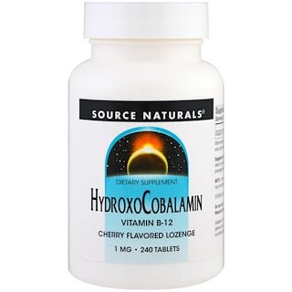Source Naturals, HydroxoCobalamin, Vitamin B12, Lutschtablette mit Kirschgeschmack, 1 mg , 240 Tabletten