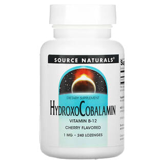 Source Naturals, HidroxoCobalamina, Vitamina B12, Pastilha com Sabor Cereja, 1 mg, 240 Comprimidos