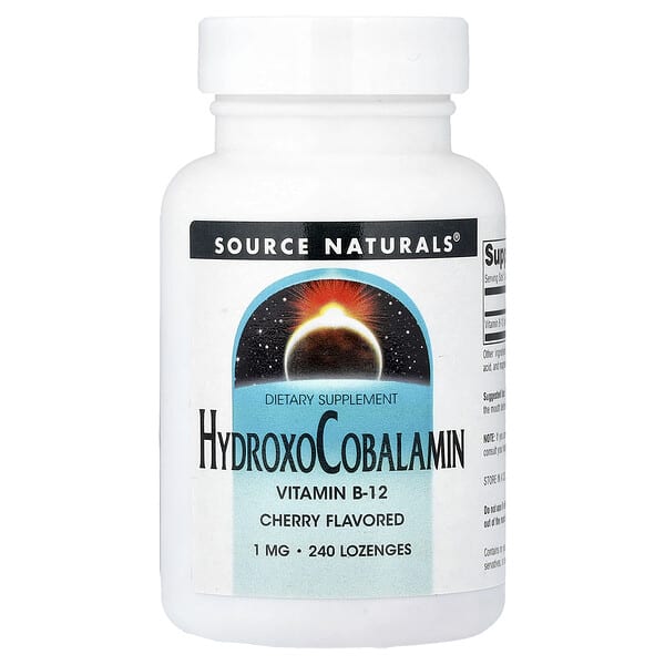 Source Naturals, HydroxoCobalamin, 체리맛, 1mg, 사탕 정제 240정