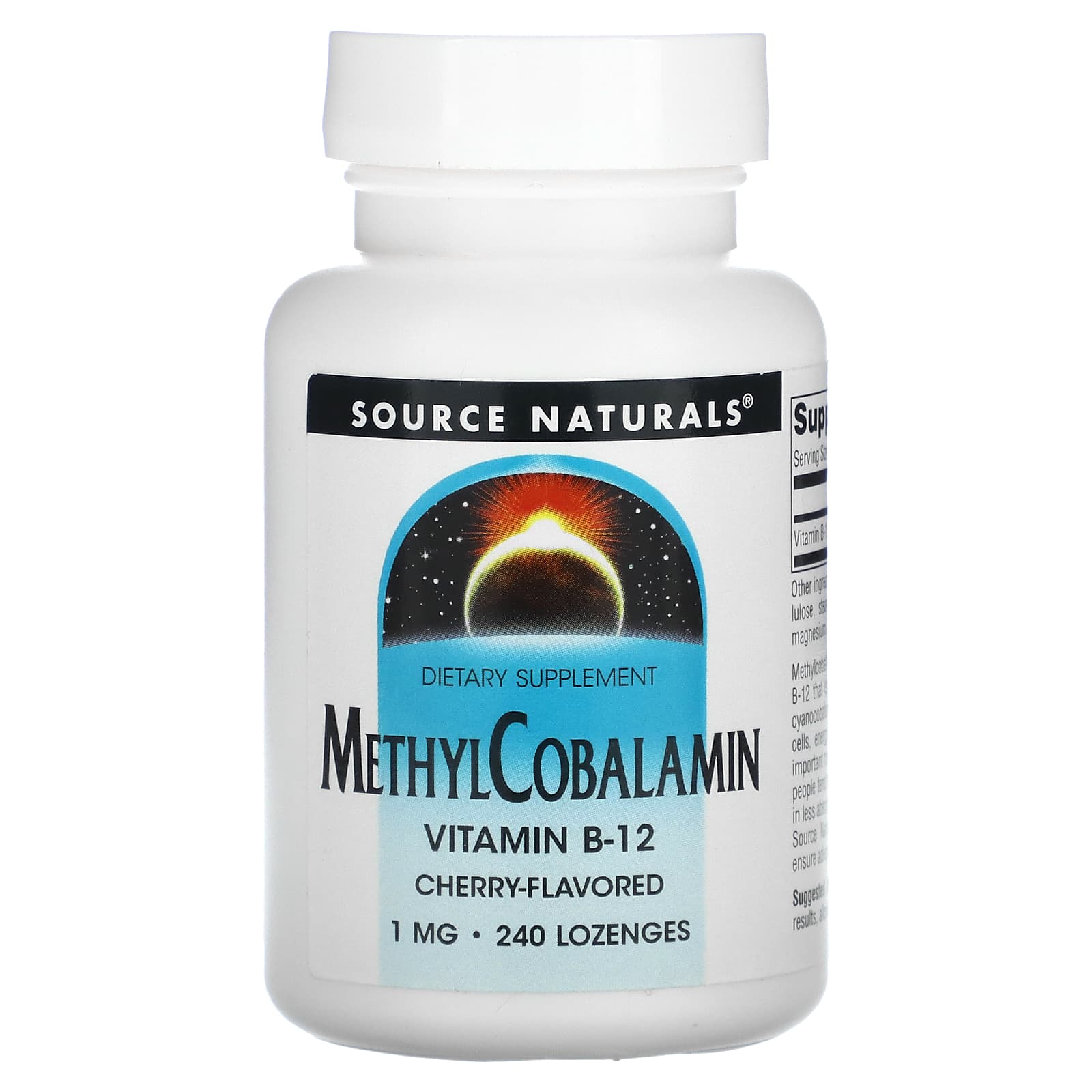 Source Naturals Methylcobalamin Vitamin B12 Cherry 1 Mg 240 Lozenges