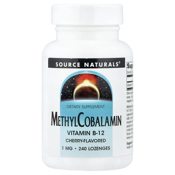 Source Naturals, MethylCobalamin, 체리맛, 1mg, 사탕 정제 240정