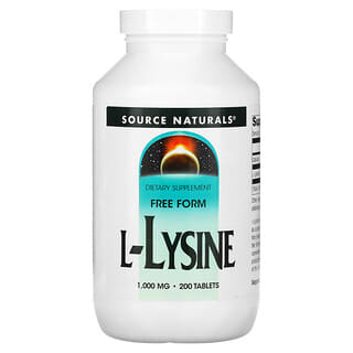 Source Naturals, L-Lysine, 1000 mg, 200 comprimés