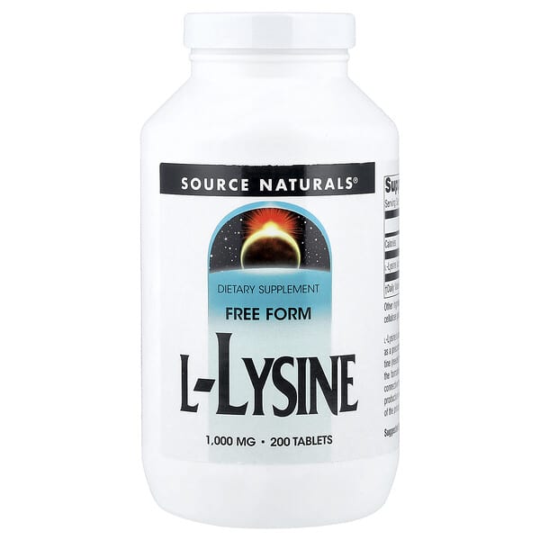 Source Naturals L-Lysine, 1,000 mg, 200 Tablets