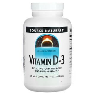 Source Naturals, Vitamin D-3, 50 mcg (2.000 IU), 400 Kapseln