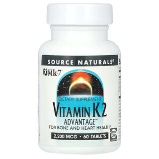 Source Naturals, Vitamine K2, 2200 µg, 60 comprimés