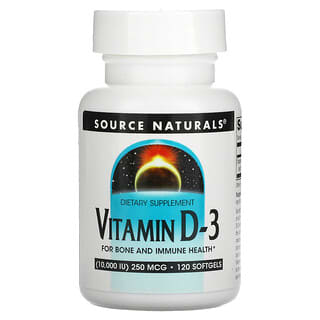 Source Naturals, Vitamin D-3, 10,000 IU (250 mcg), 120 Softgels