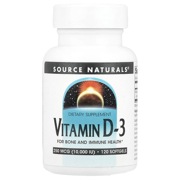 Vitamin D-3, 250 mcg (10000 IU), 120 Softgels