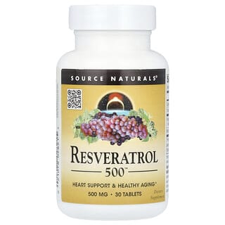 Source Naturals, Resveratrol 500™（レスベラトロール500）、500mg、タブレット30粒