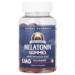 Source Naturals, Sleep Science®, Melatonin Gummies, Melatonin-Fruchtgummis, gemischte Beeren, 5 mg, 60 Fruchtgummis