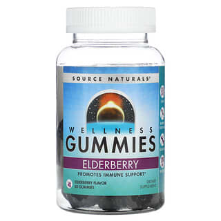 Source Naturals, Wellness Gummies, бузина, 60 жевательных таблеток