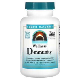 Source Naturals, Wellness D-immunity, 5000 jm, 120 kapsułek wegetariańskich (2500 jm na kapsułkę)