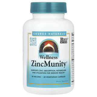 Source Naturals, Wellness, ZincMunity™, 50 mg, 60 Cápsulas Vegetarianas