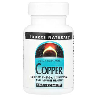 Source Naturals, 銅、3mg、タブレット120粒