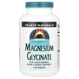 Source Naturals, Glicinato de Magnésio, 180 Comprimidos