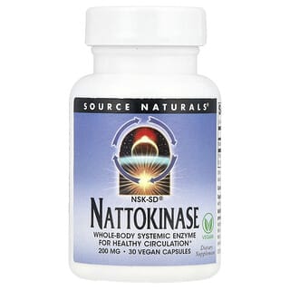 Source Naturals, NSK-SD®, наттокиназа, 200 мг, 30 веганских капсул