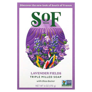 SoF, Lavender Fields, 유기농 시어버터가 함유된 프랑스산 기계반죽 비누, 170g(6oz)