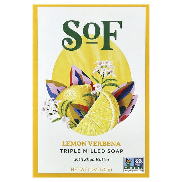 SoF, Pain de savon à triple mouture au beurre de karité, Verveine citronnelle, 170 g