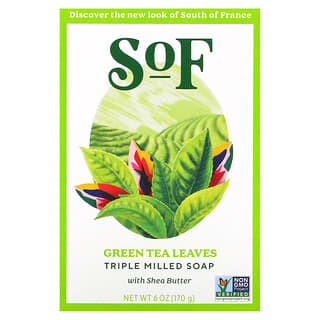 SoF, 緑茶、オーガニックシアバター配合フレンチミルド石鹸、170g（6オンス）