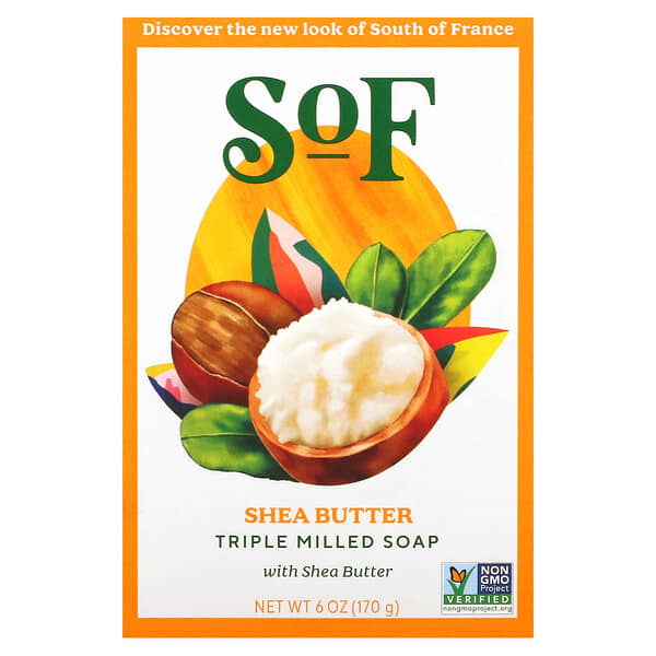 SoF, Triple Milled Bar Soap with Shea Butter, Shea Butter, 6 oz (170 g)