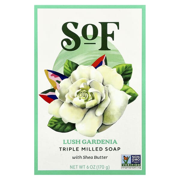 SoF, 트리플 밀드 바 비누, 시어버터 함유, 러시 치자 맛, 170g(6oz)