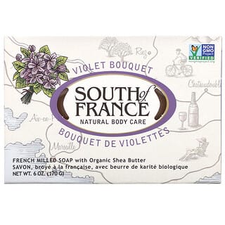 South of France, кусковое мыло французского помола с органическим маслом ши, с запахом букета фиалок, 170 г (6 унций)