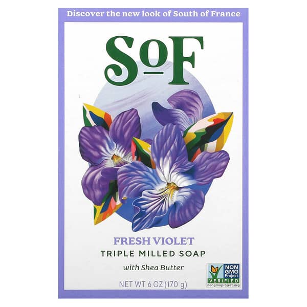 SoF, 法式精製香皂，含有機乳木果，紫羅蘭香，6 盎司（170 克）