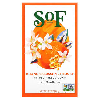 SoF, Jabón elaborado al estilo francés con manteca de karité orgánica, Miel de flor de naranjo, 1,5 oz (42,5 g)