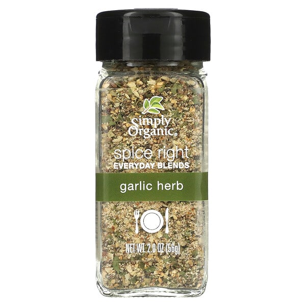 Simply Organic, Spice Right Everyday Blends, Garlic Herb, 2 oz (56 g)