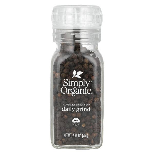 Simply Organic, 데일리 그라인드, 통 흑후추, 75g(2.65oz)