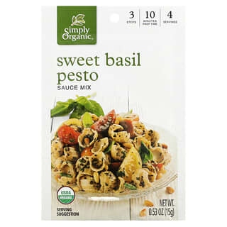 Simply Organic, Mix de Molho Pesto com Manjericão, 12 Pacotes, 0.53 oz (15 g) Cada