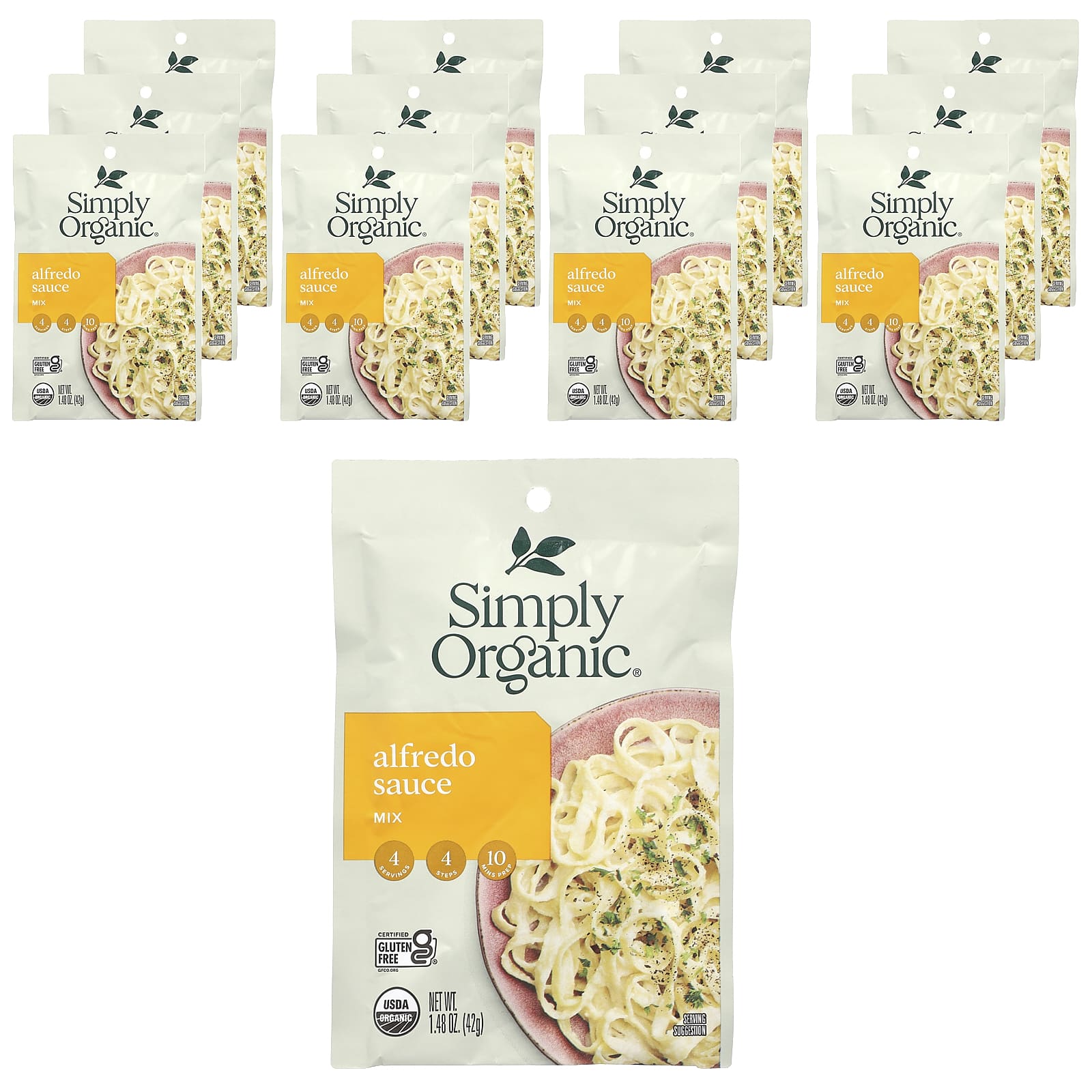 Simply Organic, Alfredo Sauce Mix, 12 Packets, 1.48 oz (42 g) Each