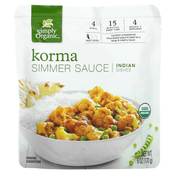 Simply Organic, Korma Simmer Sauce, Indian Dishes, 6 oz (170 g)