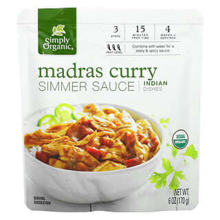 Simply Organic, Madras Curry Simmer Sauce, Indian Dishes, 6 oz (170 g)