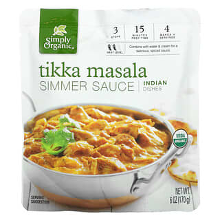 Simply Organic, Indian Dishes, Tikka Masala Simmer Sauce, 6 oz (170 g)