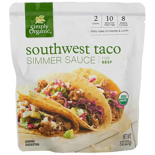 Simply Organic, Salsa de cocción lenta orgánica, Taco Southwest, Para carne, 8 oz (227 g)