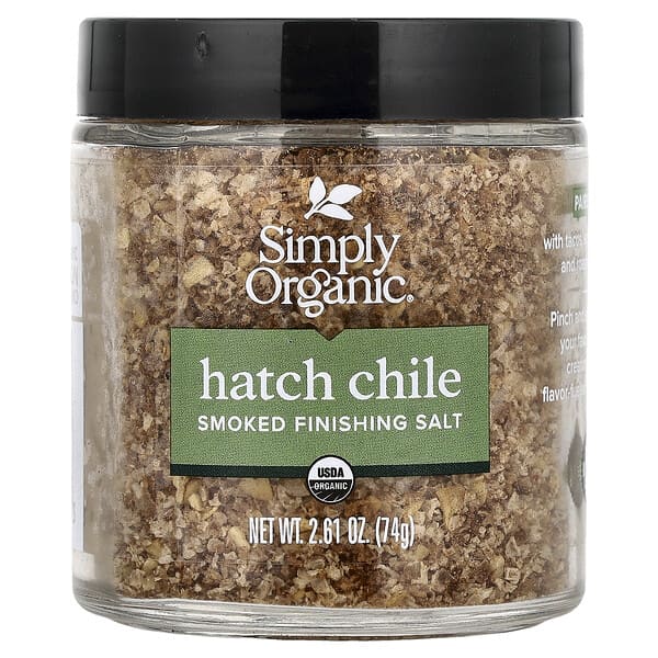 Simply Organic, 훈제 마무리 소금, 해치 칠리, 74g(2.61oz)