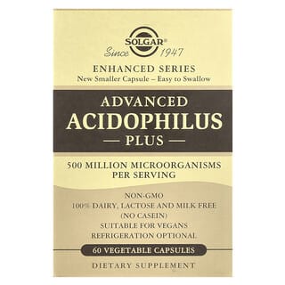 Solgar, Advanced Acidophilus Plus, 60 cápsulas vegetales