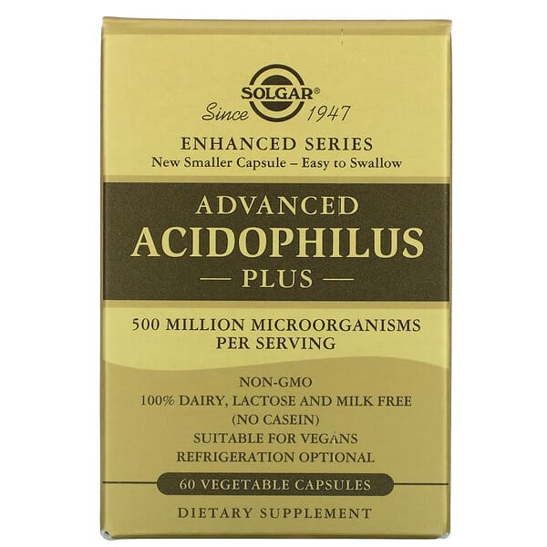Solgar, Advanced Acidophilus Plus，60 粒素食膠囊