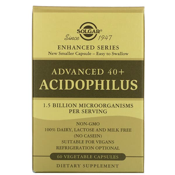 Solgar, Advanced 40+ Acidophilus, 60 растительных капсул