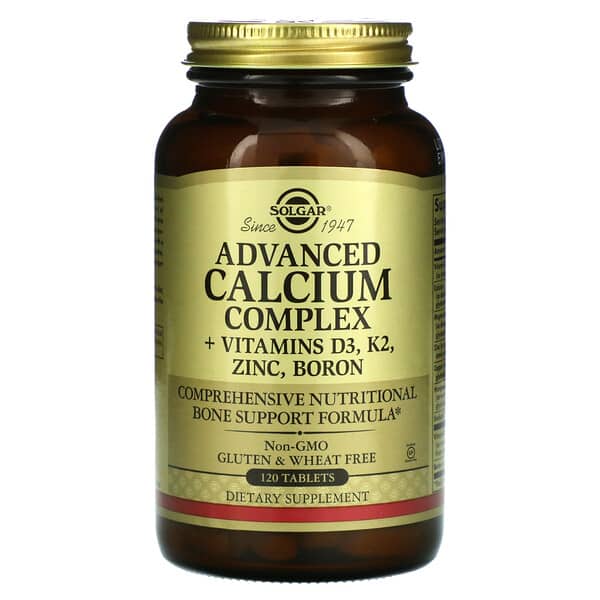 Solgar, Advanced Calcium Complex + Vitamins D3, K2, Zinc, Boron, 120 Tablets