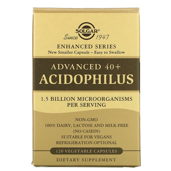Solgar, Acidophilus avanzado 40+, 120 cápsulas vegetales