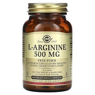 Solgar, L-Arginina, 500 mg, 100 Cápsulas Vegetais
