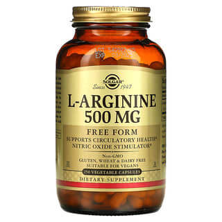Solgar, L-arginine, Forme libre, 500 mg, 250 capsules végétales