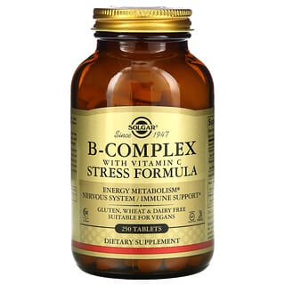 Solgar, комплекс витаминов B с витамином C, формула для борьбы со стрессом, 250 таблеток