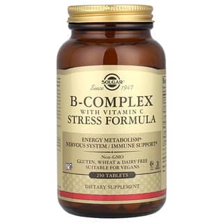 Solgar, Complexo B com Fórmula para Estresse de Vitamina C, 250 Comprimidos