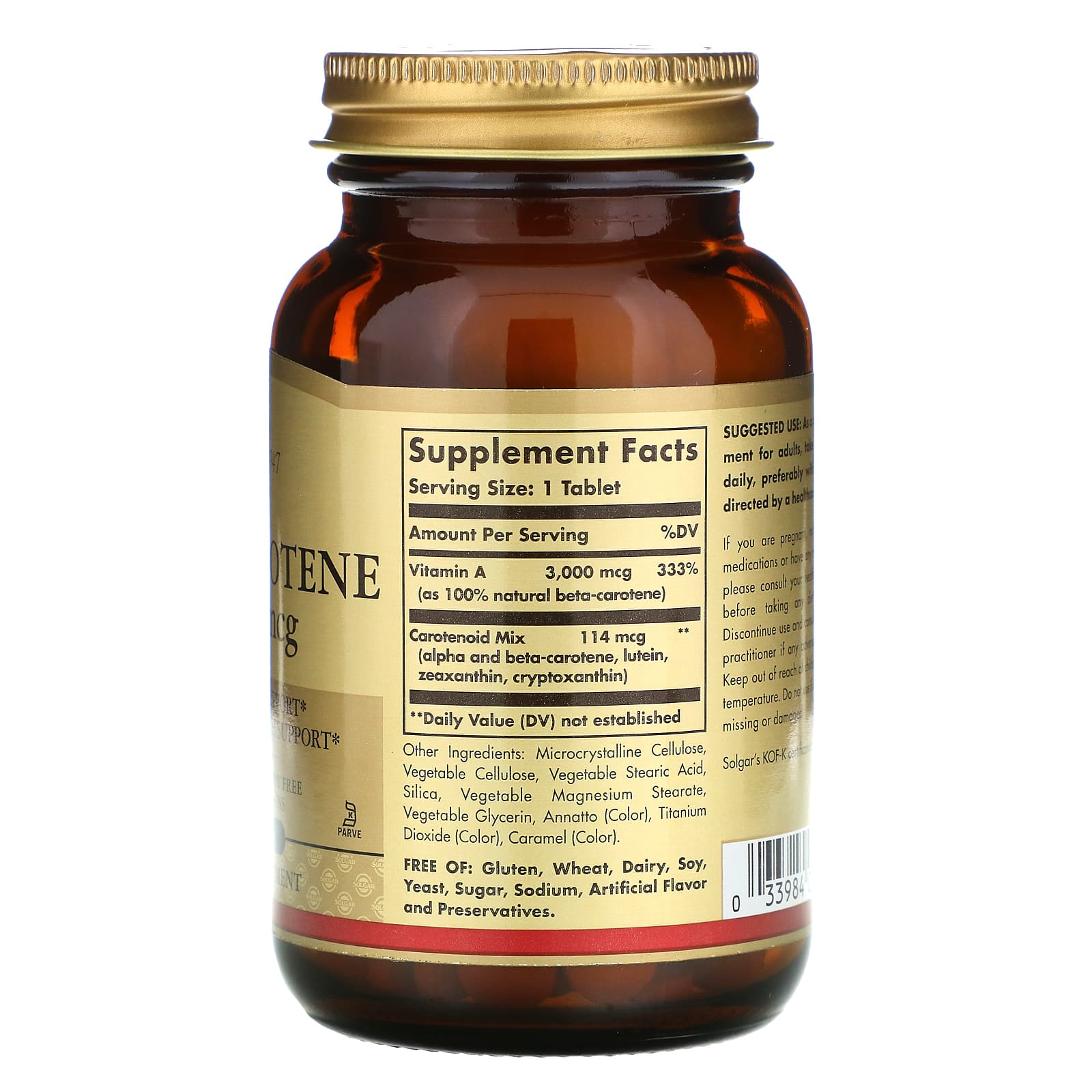 Solgar, Dry BetaCarotene, 3,000 mcg, 250 Tablets