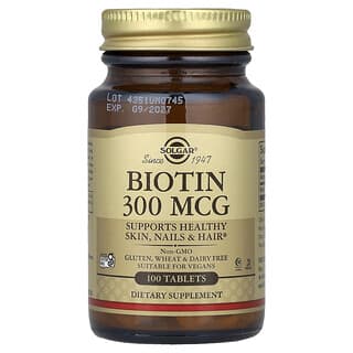Solgar, Βιοτίνη, 300 mcg, 100 δισκία