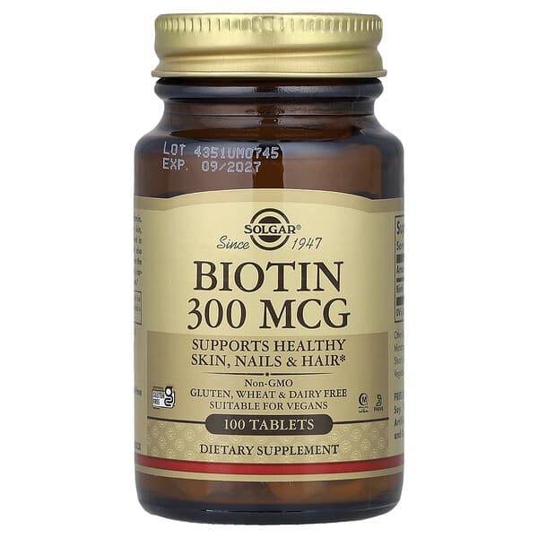 Solgar, Βιοτίνη, 300 mcg, 100 δισκία