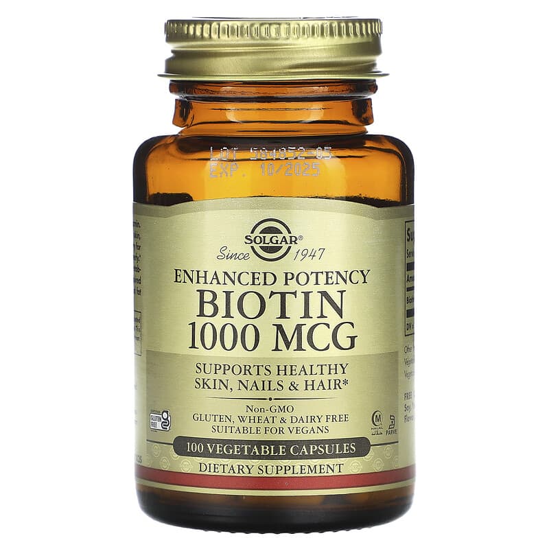 Solgar Enhanced Potency Biotin, 1,000 mcg