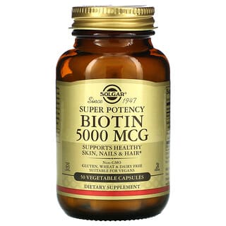 Solgar, Biotine, 5000 µg, 50 capsules végétales